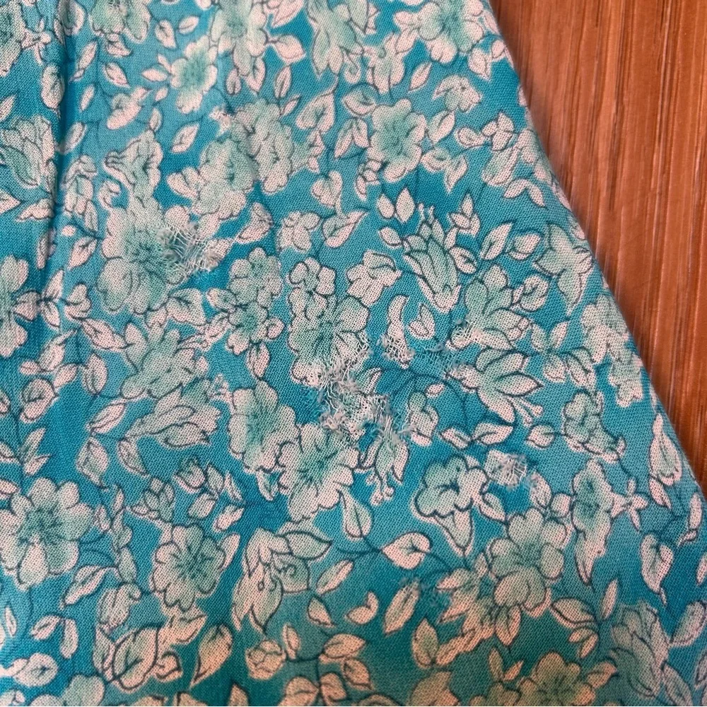 American Eagle vintage blue ditzy floral maxi slip dress size 2 fairy cottage - Picture 9 of 10